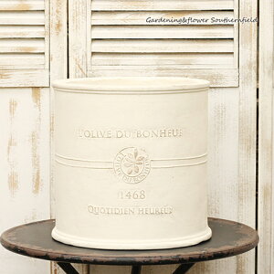 ガーデニング雑貨 ボヌールオリーブ ラウンド ナチュラルテラコッタ調 9号 Mサイズ ホワイト