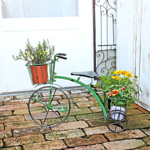 ガーデニング雑貨 フラワー サイクル スタンド トライシクルグリーン