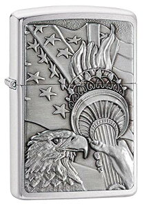 ZIPPO(Wb|[) Eagle Lighters (C[O C^[) { Brushed Chrome Eagle Flag [sAi]
