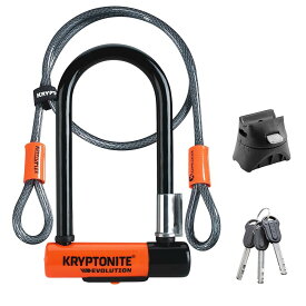 Kryptonite 自転車用U字ロック Evolution Mini-7 頑丈な盗難防止用Uロック 防犯ケーブル 取り付けブラケットと鍵付き
