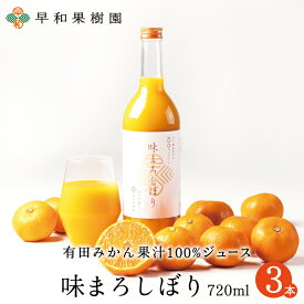 みかんジュース ストレート 味まろしぼり 720ml×3本W 無添加 果汁100% 和歌山 有田 温州みかん 早和果樹園 日本全国ドラレコ旅