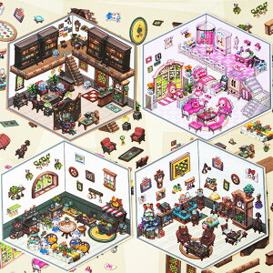 立体 造景シール ステッカー シーンシール 防水 手帳 シール 小さい セット シール 貼って はがせる diy 紙ミニチュア 初心者 紙 ドールハウス おもちゃ 手作りキット ストレス解消 グッズ コ