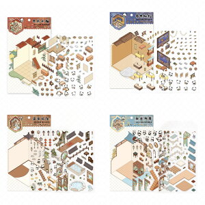 3d�n�E�X �X�e�b�J�[ �s���Z�b�g �V�[���V�[�� ���i�V�[�� �蒠�f�R�f�ރV�[�� �L�����N�^�[ �X�g���X���� �������� DIY �h�[���n�E�X ���S�� �~�j�`���A�n�E�X �L�b�g ��������G�� ���� 3D