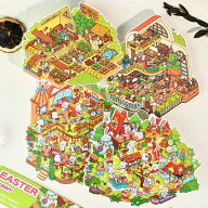 コラージュ素材 造景シール 3D シーン 造園ステッカー 漫画シーンステッカー 風景ステッカー DIY キット …