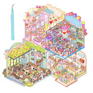 女の子向け 夢幻造景 3D シーンシール アニマルハウス ハウスステッカー キャラクター 可愛い 手帳デコ …