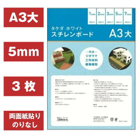 スチレンボード A3大 5mm 【3枚入り】 300mm×450mm 両面紙貼り ( 板材 発砲スチロール 板 パネル ボード 素材 建築 模型 モケイ 建築模型 壁 屋根 ペーパークラフト 工作 店内POP デザインワーク 立体造形物 モデリング制作 結婚式 ウエルカムボード コスプレ )
