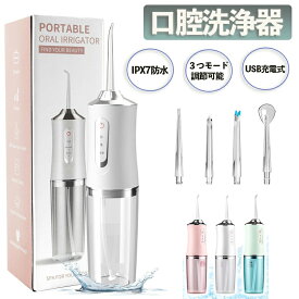 【替えノズル4本付き】口腔洗浄器 口腔洗浄機 ジェット 口腔洗浄 フロス 水流 歯間 歯石ジェット洗浄 USB充電式 220ml 3つモード調節可能