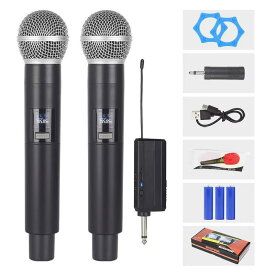 マイク カラオケセット ワイヤレスマイク2本 無線カラオケマイク マイクロフォン 充電式 大音響 音量 会議 スピーチ 公演 パーティー 家庭用 学校運動会 結婚式 教会 敬老の日ギフト