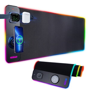 �Q�[�~���O�}�E�X�p�b�h ���C�����X�[�d ���� Qi�Ή� 3in1 �X�}�z �C���z�� �����[�d RGB 14���[�h ���ɔ��� ������� �f�X�N�}�b�g ����~�� �L�[�{�[�h�}�b�g ���C�����X�[�d�� iPhone Android AirP