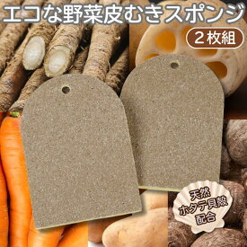 皮むき スポンジ 2枚 ホタテ貝殻配合 つるんとむける野菜皮むき 野菜 調理 送料無料