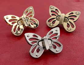 「錠05」 ヒネリ錠　蝶　1個(組)入り　合金製　ターンロック　ひねり金具　大　ヒネリ口金　ひねり錠　止め金具