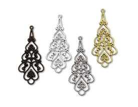 「S雫02」 真鍮製パーツ　しずく形　02番　10個入り　41*18mm　透かしパーツ　雫形　透かしパーツ