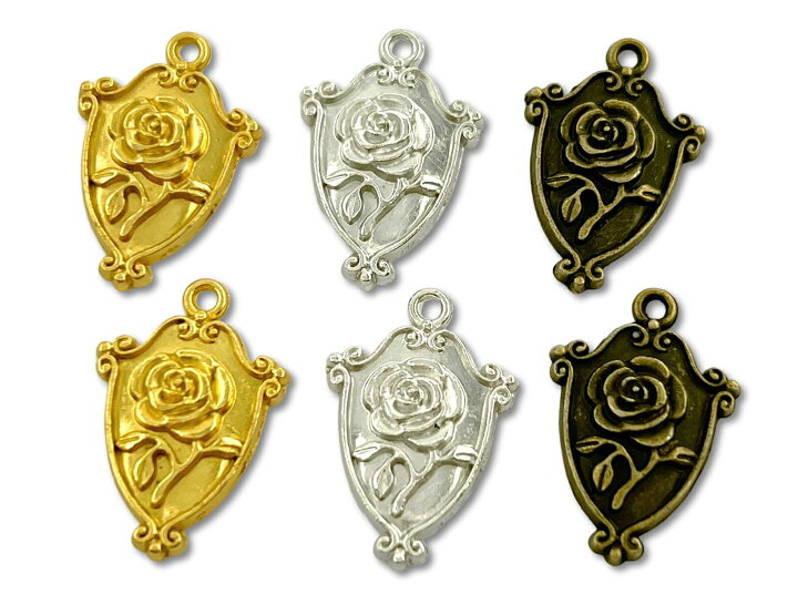楽天市場】金属チャーム 薔薇 G 23*15.5mm 厚2.8mm 10個入 バラ 花 