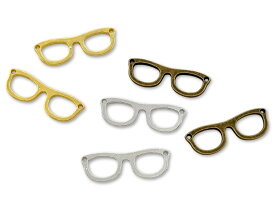 金属チャーム　メガネ 枠　B　20個入り　28*10mm　厚1.6mm　眼鏡　二つカン　つなぎ　(4162)