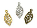 ★☆金属チャーム　葉っぱ　M　透かし 立体　10個入り　28＊13mm　リーフ