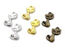 金属チャーム　ネコ　N　20個入り　17＊9mm　厚2.3mm　小 猫　パーツ （2691）