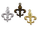 金属チャーム　クロス J　10個入り　十字架　両面　28*20mm　厚2.7mm　百合　ユリ紋章
