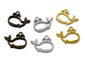 金属チャーム　枠形　鯨　小　20個入り　15*19mm　厚3mm　クジラ　海　レジン枠