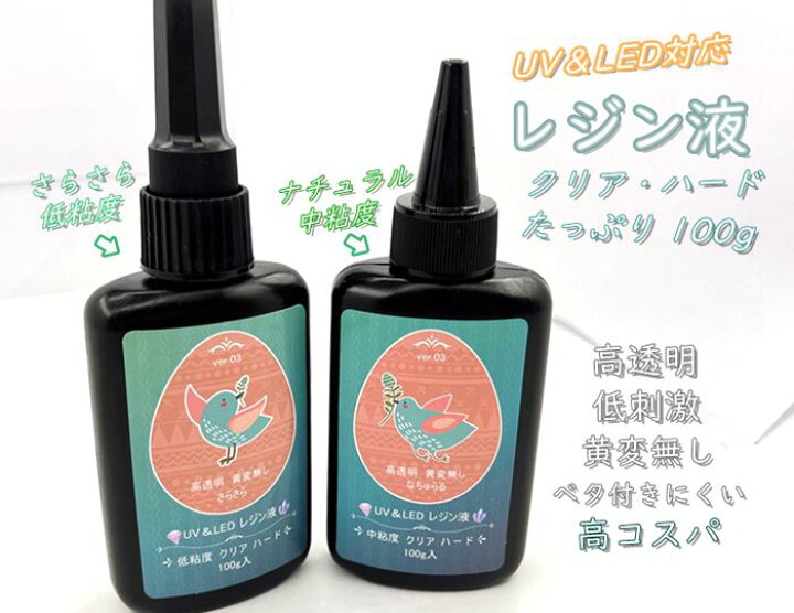楽天市場】UVレジン 100g レジン液 クリア ハード 高透明 黄変無し 低 