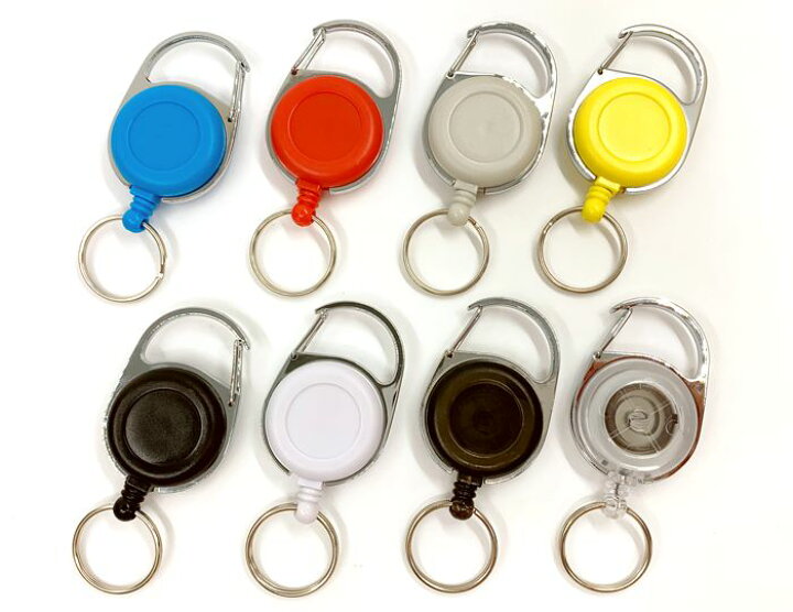 楽天市場 リールキーホルダー 丸型 カラーキーパック 二重リング カラビナ付き キーリール １個入り リールキーホルダー リールストラップ キーホルダー リール D7 パーツ ビーズ 手芸素材