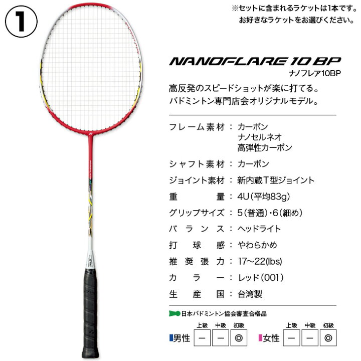 楽天市場】ヨネックス バドミントンセット 初心者向け 専門店会限定 