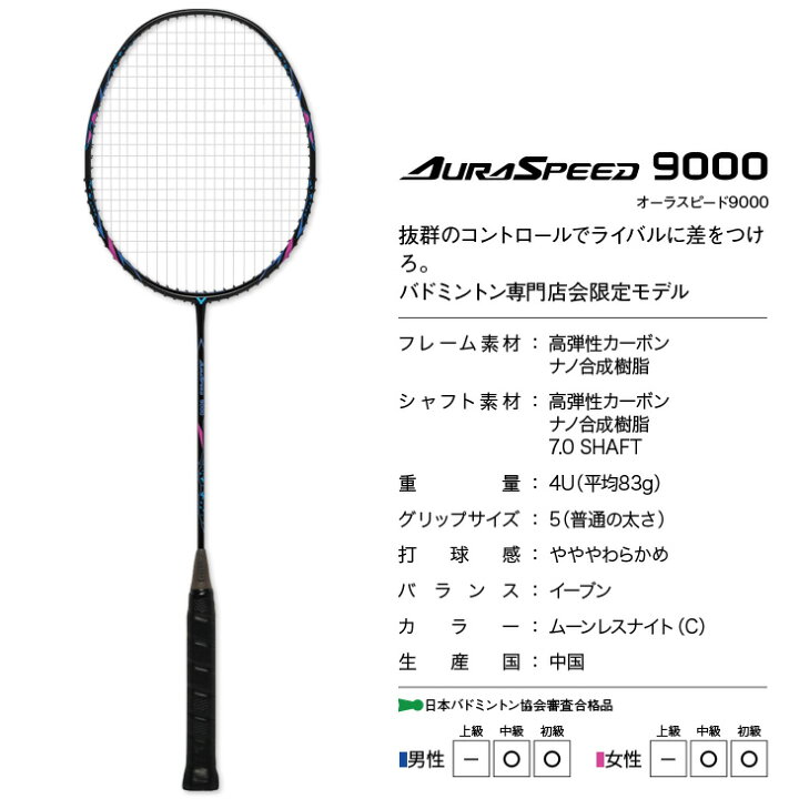 楽天市場】ビクター バドミントン オーラスピード 9000 AURA SPEED 