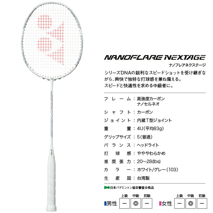 楽天市場】ヨネックス バドミントンラケット ナノフレア ネクステージ 