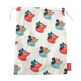 【ポイント10倍★1/9-1/16お買い物マラソン】[公式] Disney ディズニー American Paradise アメリカンパラダイス ミッキーマウス ミニーマウス バッジ パターン 巾着 Lサイズ DS5814A 50s 60s ヴィンテージ感 アメリカ アメリカンレトロ ミッキー ミニー 入園入学