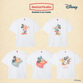 【ポイント10倍★1/9-1/16お買い物マラソン】[公式] Disney ディズニー American Paradise アメリカンパラダイス ミッキーマウス ミニーマウス ポーズ バッジ Tシャツ Mサイズ Lサイズ DS6929A_DS6938A スモール・プラネット 50s 60s アメリカンレトロ