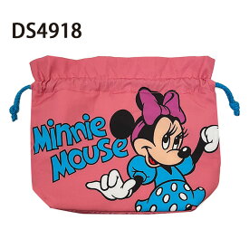 [公式] Disney ディズニー ミニーマウス ロゴ マチ付巾着 DS4918 スモール・プラネット ピンク 可愛い ポリエステル 紐付き ミニーちゃん