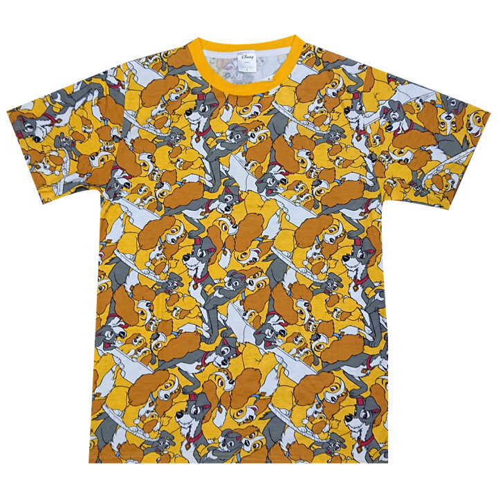 楽天市場 Disney ディズニー わんわん物語 ぎっしり 総柄 Tシャツ Kiitos 楽天市場店