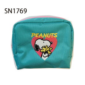 [公式] PEANUTS ピーナッツ スヌーピー ソファー ロゴハート ハグ ハット P 刺繍ポーチ SN1767_SN1770 スモール・プラネット お散歩 お出かけ コットン ポリエステル お揃い シリーズ