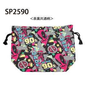 12/4〜11★スーパーセール [公式] MARVEL マーベル スパイダーマン ヴェノム ロゴ デッドプール ファミリー マチ付巾着 SP2588_SP2590 スモール・プラネット レッド 赤 おしゃれ ポリエステル 紐付き ピクニック 遠足