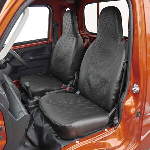ダイハツ ハイゼットジャンボ(S500P,S510P/2014.9〜)ハイバックシート専用 ソフトレザーシートカバー 『ダイヤキルトレザー』運転席・助手席セット(ブラック/ブラックステッチ)