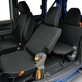 【M4-68】ホンダ　N-VAN(2018年7月～2024年4月18日迄 AT車)専用　撥水加工布シートカバー『ウォータープルーフ』(ブラック）1台分セット