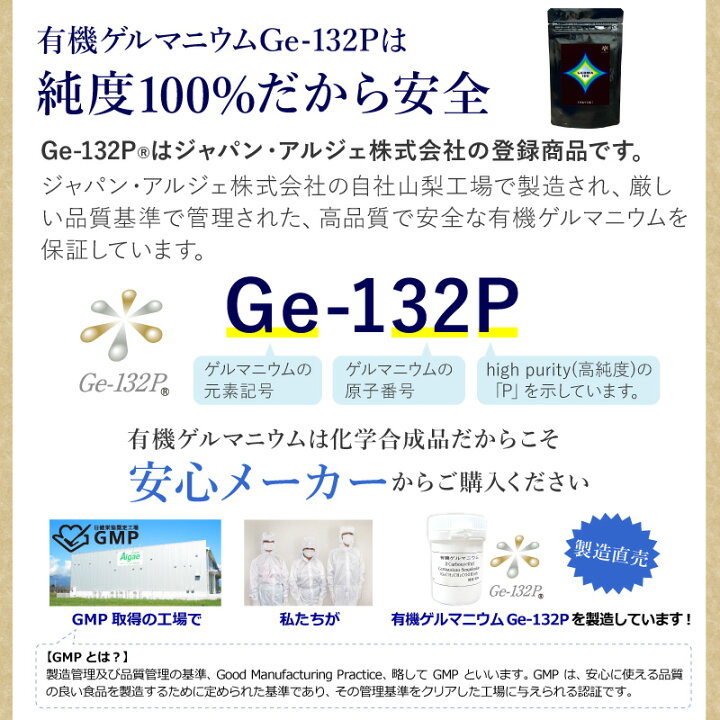楽天市場】ゲルマ100 60粒 18g有機ゲルマニウム(Ge-132P) 純度100 