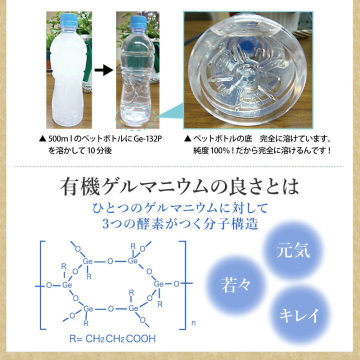 楽天市場】ゲルマ100 60粒 18g有機ゲルマニウム(Ge-132P) 純度100  