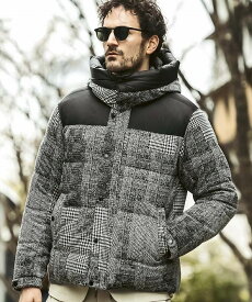 1PIU1UGUALE3 RELAX ウノピゥウノウグァーレトレ リラックス ハウンドトゥースジャガードダウンジャケット メンズ おしゃれ かっこいい ブランド ウェア ウノピュウ ウノピュー