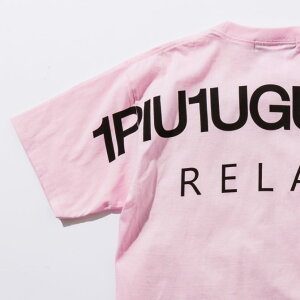1PIU1UGUALE3RELAX(ウノピゥウノウグァーレトレ)バックロゴプリントTシャツ(ホワイト/ピンク/チャコール/ブラック/ロイヤルブルー/ライトブルー/パープル/ダークグリーン)