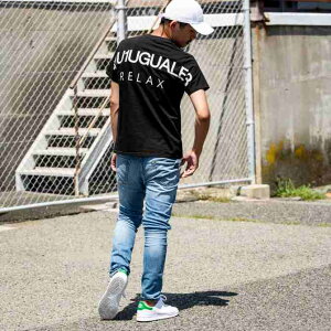 1PIU1UGUALE3RELAX(ウノピゥウノウグァーレトレ)バックロゴプリントTシャツ(ホワイト/ピンク/チャコール/ブラック/ロイヤルブルー/ライトブルー/パープル/ダークグリーン)