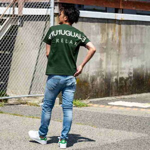 1PIU1UGUALE3RELAX(ウノピゥウノウグァーレトレ)バックロゴプリントTシャツ(ホワイト/ピンク/チャコール/ブラック/ロイヤルブルー/ライトブルー/パープル/ダークグリーン)