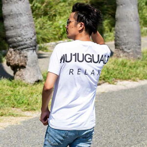 1PIU1UGUALE3RELAX(ウノピゥウノウグァーレトレ)バックロゴプリントTシャツ(ホワイト/ピンク/チャコール/ブラック/ロイヤルブルー/ライトブルー/パープル/ダークグリーン)