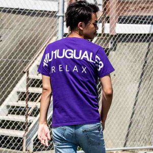 1PIU1UGUALE3RELAX(ウノピゥウノウグァーレトレ)バックロゴプリントTシャツ(ホワイト/ピンク/チャコール/ブラック/ロイヤルブルー/ライトブルー/パープル/ダークグリーン)