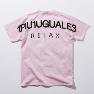 1PIU1UGUALE3RELAX(ウノピゥウノウグァーレトレ)バックロゴプリントTシャツ(ホワイト/ピンク/チャコール/ブラック/ロイヤルブルー/ライトブルー/パープル/ダークグリーン)