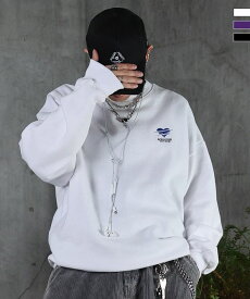 ILL'S イルズ 裏起毛 ハートワンポイント刺繍クルーネックスウェット ユニセックス メンズ レディース おしゃれ かっこいい ブランド
