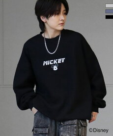 ILL'S イルズ ディズニーシリーズ ワンポイント刺繍 バックプリント ビッグシルエットプルオーバー クルースウェット ユニセックス おしゃれ かっこいい ブランド