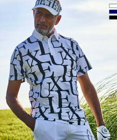 LUXEAKMPLUS リュクスエイケイエムプラス ゴルフ 総柄ロゴ 半袖 ポロシャツ メンズ おしゃれ かっこいい ブランド ゴルフウェア スポーツウェア GOLF