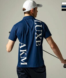 LUXEAKMPLUS リュクスエイケイエムプラス ゴルフ バックロゴ 半袖 ポロシャツ メンズ おしゃれ かっこいい ブランド ゴルフウェア スポーツウェア GOLF