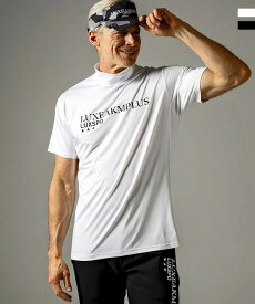 LUXEAKMPLUS リュクスエイケイエムプラス スポーツロゴ モックネック 半袖 Tシャツ カットソー メンズ おしゃれ かっこいい ブランド ゴルフウェア スポーツウェア GOLF