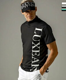 LUXEAKMPLUS リュクスエイケイエムプラス ゴルフ バーチカルロゴ 半袖 モックネック Tシャツ カットソー メンズ おしゃれ かっこいい ブランド ゴルフウェア スポーツウェア GOLF